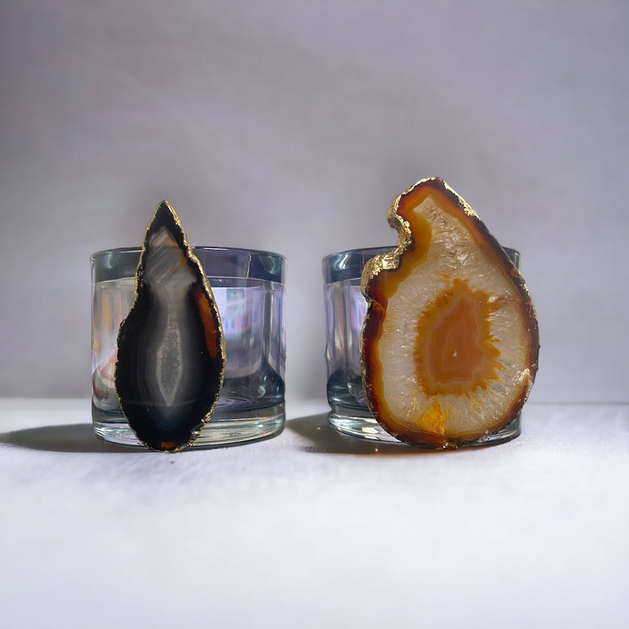 Agaat theelichthouder set | interieuridee - BraShiDa Gallery | decoratieve edelstenen en mineralen