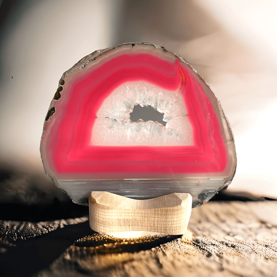 Roze agaatschijf | gekleurd - BraShiDa | Stone Gallery